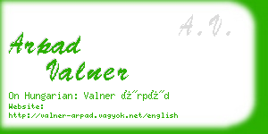 arpad valner business card